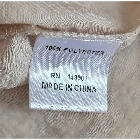 Coco + Carmen Champagne LS Lace Up V-Neck Blouse w/ glass seed beads Size XXL - Picture 8 of 9